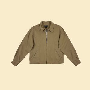 1990s silk M womens jacket, vintage 90s silk/linen brown windbreaker jacket